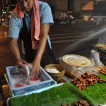 Brochettes de foie et autres, à Bangkok.
