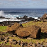 Un moaï, sur le côte sud-est, à Rapa Nui.